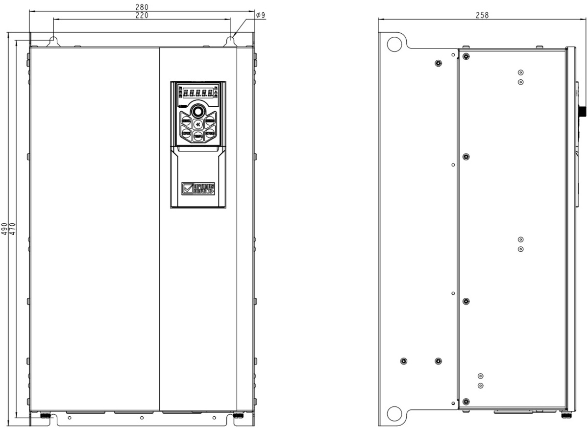 Габариты AD800P-4T055-PU0PCU0P