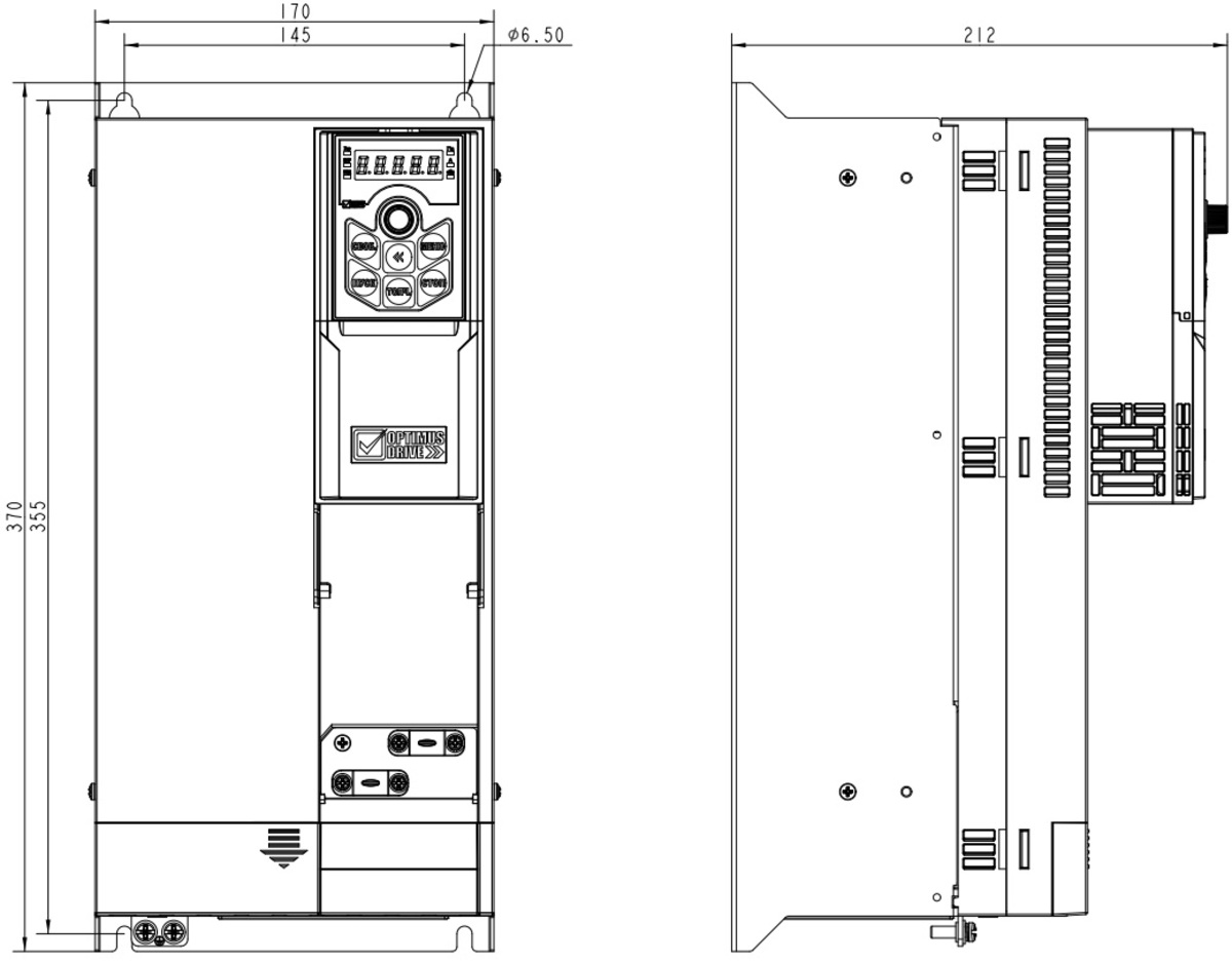 Габариты AD800-4T022H/030L-PU00CU04